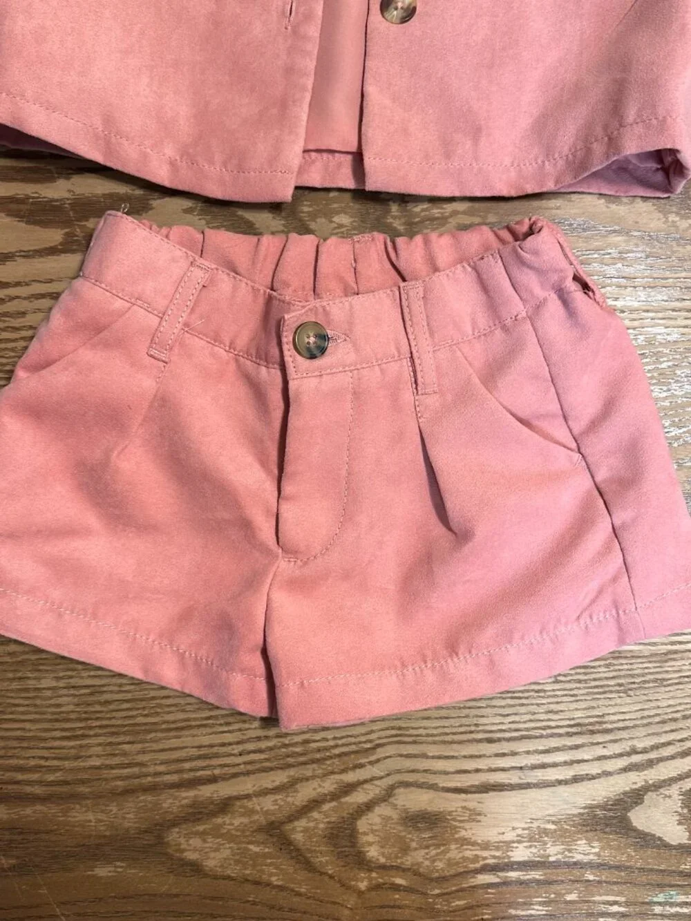 H&M Girls Pink Faux Suede Jacket & Shorts Matching Set 2T